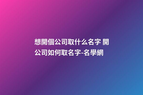 想開個公司取什么名字 開公司如何取名字-名學網-第1張-公司起名-玄機派